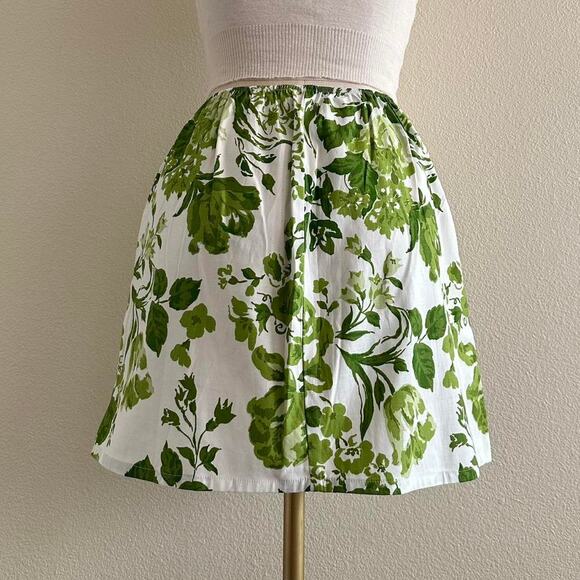 handmade white green floral print mini skirt - Picture 5 of 11